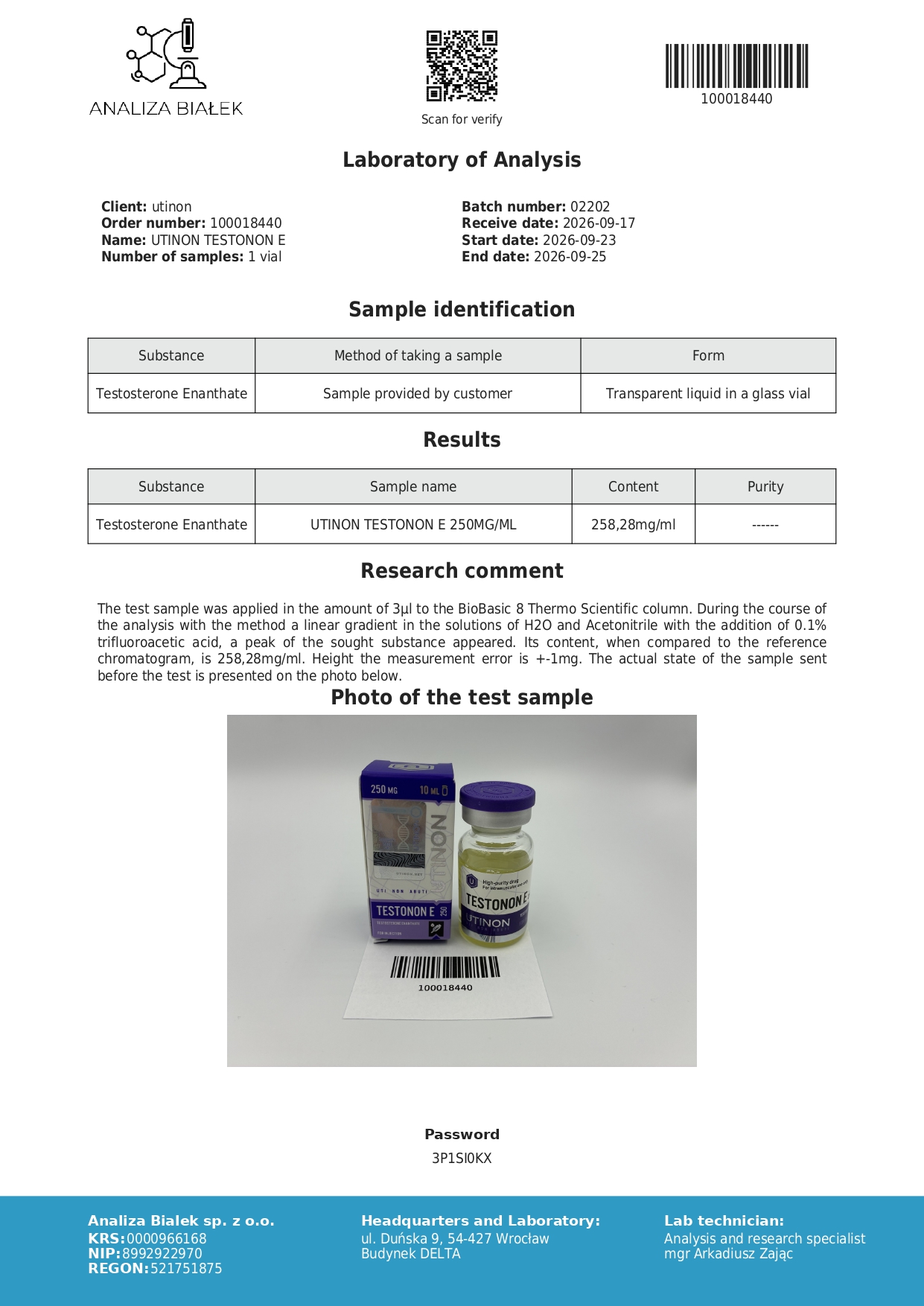 Testonon E - Testosterone Enanthate 250 mg - 10 ml – Bild 4